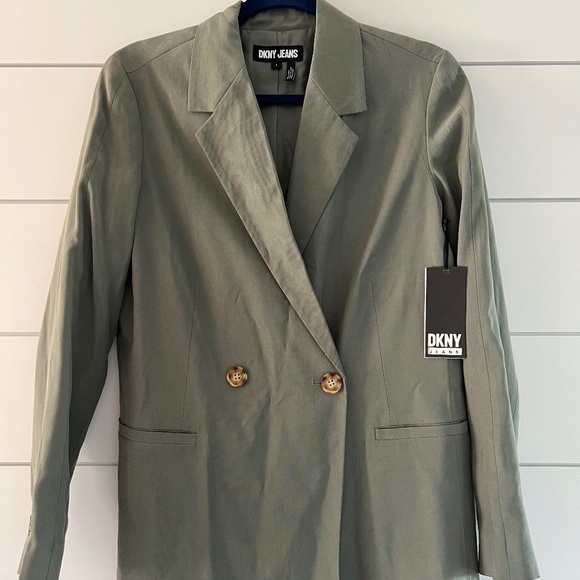 DKNY Jeans Women's Double-Breasted Blazer NWT Size: S Agave Green - Picture 1 of 8